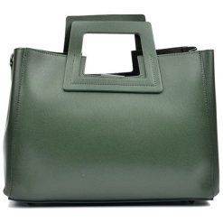 Torebki klasyczne damskie: Skórzana torebka w kolorze zielonym – (S)36 x (W)27 x (G)12 cm