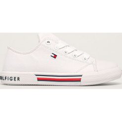 Tommy Hilfiger - Tenisówki dziecięce. Niebieskie trampki dziewczęce TOMMY HILFIGER, bez wzorów, z gumy, na sznurówki. Za 239,90 zł.