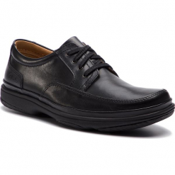 Półbuty CLARKS - Swift Mile 203391677 Black Leather. Czarne półbuty skórzane męskie Clarks. W wyprzedaży za 299,00 zł.