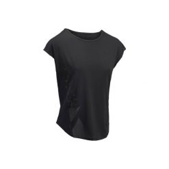 Koszulka fitness cardio 120. Czarne topy sportowe damskie marki DOMYOS. W wyprzedaży za 21,99 zł.