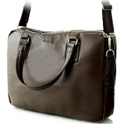 Torba męska na laptopa do ręki i na ramię BRODRENE B13 ciemnobrązowa - c. brązowy. Pomarańczowe torby na laptopa Brødrene, bez wzorów. Za 199,99 zł.