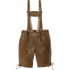 Krótkie spodnie skórzane bonprix oliwkowy. Zielone spodnie męskie bonprix, m, z haftami, klasyczne, krótkie. Za 349,99 zł.