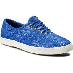 Tenisówki KEDS - Champion Exotic Shim WH54610 Blue. Niebieskie półbuty damskie Keds, bez wzorów, ze skóry, bez zapięcia. W wyprzedaży za 189,00 zł.