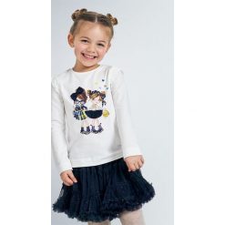 Mayoral - Longsleeve dziecięcy 92-134 cm. Niebieskie bluzki dziewczęce Mayoral, z nadrukiem, z elastanu, z okrągłym kołnierzem, z długim rękawem, długie, bez kaptura. Za 79,90 zł.