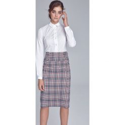 Spódnica w kratę z napami. Spódniczki damskie NIFE, do pracy, xl, bez wzorów, z elastanu, eleganckie, ołówkowe. Za 169,00 zł.
