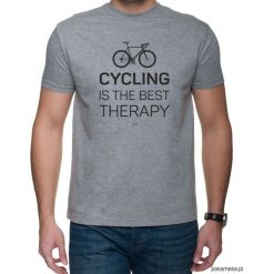 Koszulka T-SHIRT Cyclist Therapy. Szare t-shirty męskie z nadrukiem Pakamera, m. Za 75,00 zł.