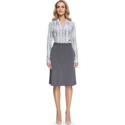 Szara Spódnica o Fasonie A z Geometrycznymi Przeszyciami. Szare spódniczki damskie Molly.pl, do pracy, s, bez wzorów, eleganckie, koszulowe. Za 89,90 zł.