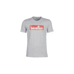 T-shirty z krótkim rękawem Benetton CLYDE. Szare t-shirty męskie Benetton, s, bez wzorów, bez kołnierzyka, krótkie. Za 79,00 zł.