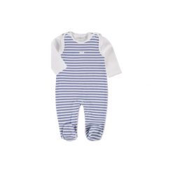 Feetje Baby Stramplerset Ringel hellblau - niebieski. Niebieskie śpiochy niemowlęce marki Feetje, z bawełny, z długim rękawem. Za 75,00 zł.