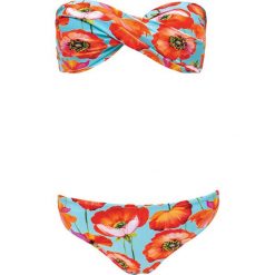 Biustonosz bikini "African Tulip" w kolorze turkusowym ze wzorem. Niebieskie biustonosze PHAX, z materiału. W wyprzedaży za 108,95 zł.