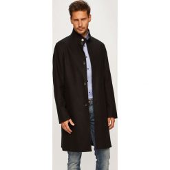 Calvin Klein - Płaszcz. Czarne płaszcze męskie Calvin Klein, bez wzorów, z bawełny, bez kaptura. W wyprzedaży za 899,90 zł.