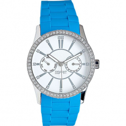 Zegarek kwarcowy w kolorze błękitno-srebrnym. Niebieskie, analogowe zegarki damskie Esprit Watches, srebrne. W wyprzedaży za 227,95 zł.