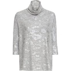 Shirt z golfem bonprix szaro-srebrny. Szare koszulki damskie bonprix, bez wzorów, bez rękawów. Za 109,99 zł.