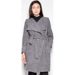 Melanżowy Elegancki Płaszcz Przewiązany Paskiem. Szare kurtki damskie Venaton, s, bez wzorów, z poliesteru, eleganckie. Za 179,90 zł.