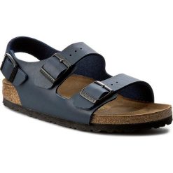 Sandały BIRKENSTOCK - Milano 0034753 Blue. Niebieskie klapki damskie Birkenstock, bez wzorów, ze skóry ekologicznej, bez obcasa. Za 289,00 zł.