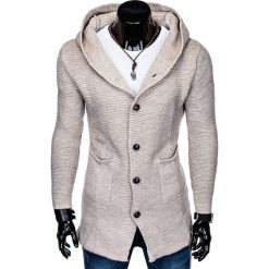 SWETER MĘSKI ROZPINANY Z KAPTUREM E118 - BEŻOWY. Czarne kardigany męskie marki Inny, m, z bawełny. Za 69,00 zł.