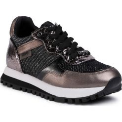 Sneakersy LIU JO - Wonder 2.0 BF0039 EX048 Pewter 00572. Czarne półbuty damskie Liu Jo, bez wzorów, ze skóry ekologicznej, bez obcasa, na koturnie, bez zapięcia. Za 519,00 zł.