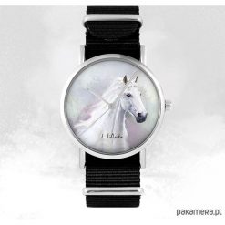 Zegarek - Biały koń - czarny, nato, unisex. Białe zegarki męskie marki Pakamera. Za 129,00 zł.