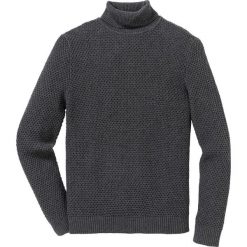 Sweter z golfem Regular Fit bonprix ciemnoszary melanż. Szare swetry męskie bonprix, s, bez wzorów, z dzianiny. Za 89,99 zł.