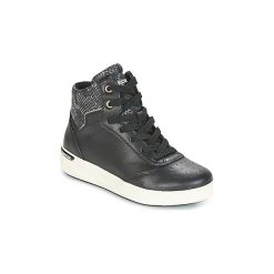 Buty Dziecko Geox J AVEUP G. C. Czarne trampki dziewczęce marki Geox, bez wzorów, bez zapięcia. Za 263,20 zł.