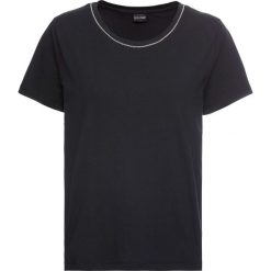 Shirt z ozdobnym łańcuszkiem bonprix czarny. Czarne koszulki damskie marki bonprix, bez wzorów, wizytowe, bez kołnierzyka. Za 34,99 zł.