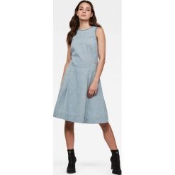 G-Star Raw - Sukienka. Niebieskie sukienki damskie G-Star RAW, na co dzień, s, bez wzorów, z bawełny, retro, z okrągłym kołnierzem, bez rękawów, mini, proste. Za 599,90 zł.