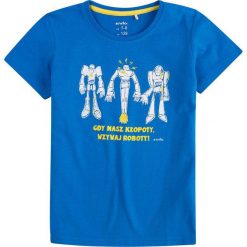 Endo - T-shirt dziecięcy 104-128 cm. Niebieskie t-shirty chłopięce marki Endo, z nadrukiem, z bawełny, bez rękawów. W wyprzedaży za 19,90 zł.