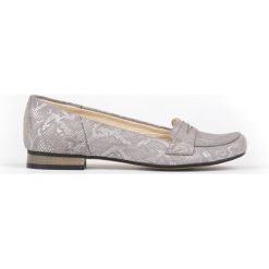 Klasyczne głębokie balerinki lordsy - skóra naturalna - model 025 - kolor szary wąż. Szare baleriny damskie Zapato, bez wzorów, z jeansu, eleganckie, na niskim obcasie, na obcasie. Za 299,00 zł.