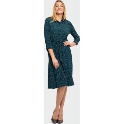 Sukienka koszulowa midi - 38. Sukienki damskie e-margeritka.pl, bez wzorów, z tkaniny, eleganckie, z długim rękawem, długie, bez kaptura. Za 149,99 zł.