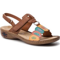 Sandały RIEKER - 60174-24 Braun. Pomarańczowe klapki damskie Rieker, bez wzorów, ze skóry ekologicznej, bez obcasa. W wyprzedaży za 179,00 zł.