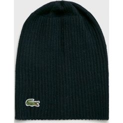 Lacoste - Czapka. Czarne czapki zimowe męskie Lacoste, z dzianiny. W wyprzedaży za 159,90 zł.