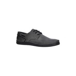 Buty Casu Grafitowe półbuty skórzane sznurowane J-44/140/10. Szare trampki męskie Casu, bez wzorów, na sznurówki. Za 159,99 zł.