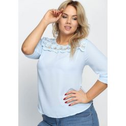 Niebieska Bluzka Summer Sun. Niebieskie bluzki damskie Born2be, xl, bez wzorów, z tkaniny, bez kołnierzyka, bez rękawów. Za 49,99 zł.