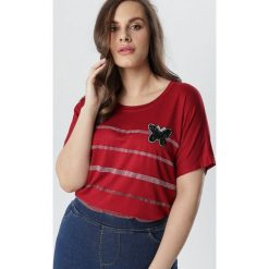 Bordowa Bluzka Lenecia. Czerwone bluzki damskie Born2be, xl, bez wzorów, bez kołnierzyka, bez rękawów. W wyprzedaży za 34,99 zł.