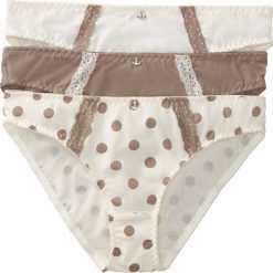 Figi (3 pary), bawełna organiczna bonprix z nadrukiem + w kolorze szampana + brunatny. Brązowe figi damskie marki bonprix, z nadrukiem, z bawełny. Za 53,97 zł.