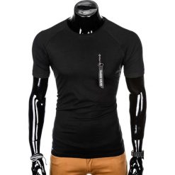 T-shirty męskie: T-SHIRT MĘSKI Z NADRUKIEM S1011 - CZARNY