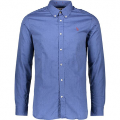 Koszula w kolorze niebieskim. Niebieskie koszule męskie marki U.S. Polo Assn., m, z haftami, z bawełny, z klasycznym kołnierzykiem. W wyprzedaży za 195,95 zł.