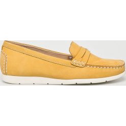 Caprice - Mokasyny. Szare mokasyny damskie marki Caprice, ze skóry, na obcasie. Za 239,90 zł.