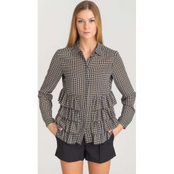 WIELOKOLOROWA KOSZULA PATRIZIA PEPE. Żółte koszule damskie Patrizia Pepe, na imprezę, bez wzorów, z włoskim kołnierzykiem, bez rękawów. Za 369,50 zł.