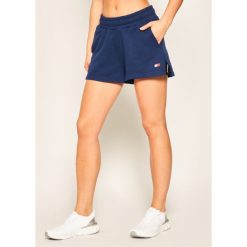 Szorty sportowe Tommy Sport Runner Tape S10S100474. Niebieskie spodnie damskie Tommy Sport, s, bez wzorów, z bawełny. Za 229,00 zł.