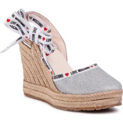 Espadryle LOVE MOSCHINO - JA1047AI0AJJ0902 Argento. Szare espadryle damskie Love Moschino, bez wzorów, ze skóry, bez obcasa, na obcasie. W wyprzedaży za 839,00 zł.