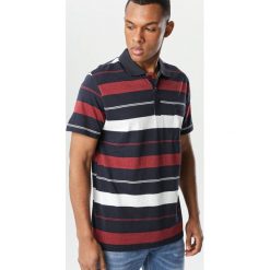 Granatowo-Bordowa Koszulka Ahanti. Niebieskie koszulki męskie Born2be, xl, w paski, polo, z krótkim rękawem, krótkie. Za 49,99 zł.