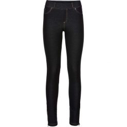 Legginsy w optyce dżinsów, z zamkiem bonprix czarny "stone". Czarne spodnie damskie bonprix, bez wzorów. Za 109,99 zł.