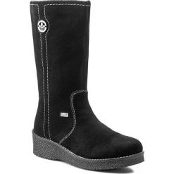 Kozaki RIEKER - Y4671-00 Black. Czarne kozaki damskie Rieker, z wełny, przed kolano, na wysokim obcasie, na obcasie, bez zapięcia. W wyprzedaży za 289,00 zł.