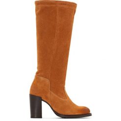 Kozaki skórzane na obcasie 74351 HARTVILLE SUD. Brązowe buty zimowe damskie marki P-L-D-M by Palladium, z materiału, na obcasie. Za 614,46 zł.