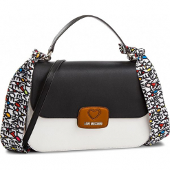 Torebka LOVE MOSCHINO - JC4250PP05KF010A Bianco/Cuoio/Nero. Czarne torebki klasyczne damskie Love Moschino, ze skóry ekologicznej. W wyprzedaży za 529,00 zł.