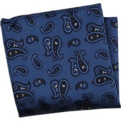 Granatowa Męska Poszetka -ALTIES- Wzór Paisley, Łezki POSZALTTANIA0391. Niebieskie poszetki męskie Alties, bez wzorów, z materiału, eleganckie. Za 16,90 zł.