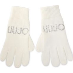 Rękawiczki Damskie LIU JO - Guanti Maglia Logo S 2F0011 M0300 Bianco Lana 10701. Białe rękawiczki damskie Liu Jo, bez wzorów, z materiału. Za 169,00 zł.
