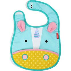 Śliniak "Zoo Jednorożec" - (D)23 x (S)21 cm. Niebieskie śliniaki Skip Hop, bez wzorów, z materiału. W wyprzedaży za 32,95 zł.