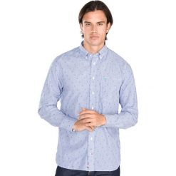 Tommy Hilfiger Koszula Niebieski. Niebieskie koszule męskie TOMMY HILFIGER, s, w paski, z bawełny, bez kołnierzyka, z długim rękawem. Za 516,95 zł.